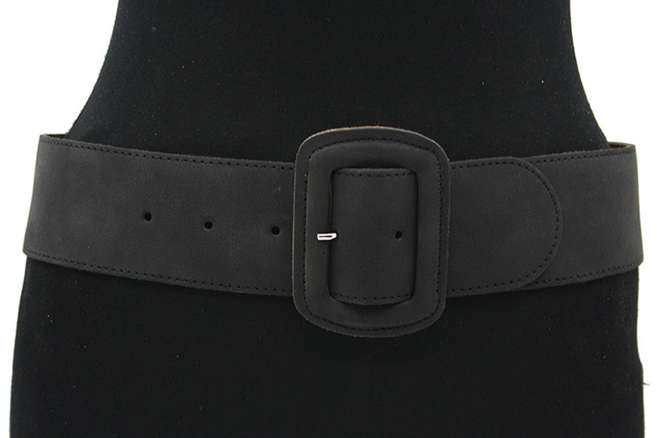 Dames leren tailleriem zwart