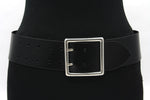dames brede riem zwart leer 6 cm