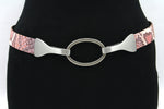 dames brede riem rose pastel leer 3 cm
