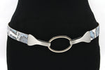 dames brede riem blauw pastel leer 3 cm