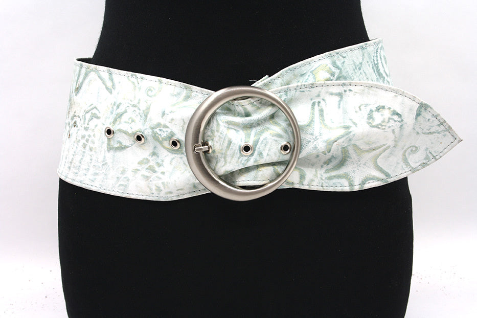 Dames nappa heupriem wit/zeegroen