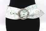 dames nappa riem wit/zeegroen/goud nappa 10 cm