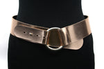 dames brede riem rose goud leer 6 cm