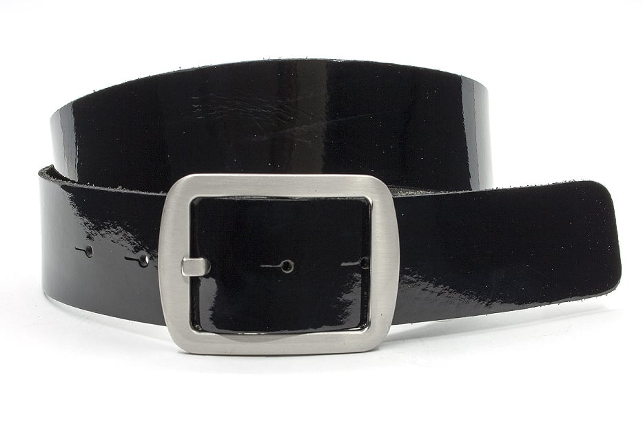 dames lak riem zwart leer 4 cm