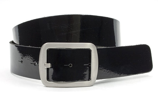 dames lak riem zwart leer 4 cm