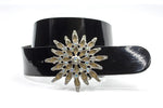 dames lak riem zwart leer 5 cm