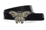 dames lak riem zwart leer 4 cm