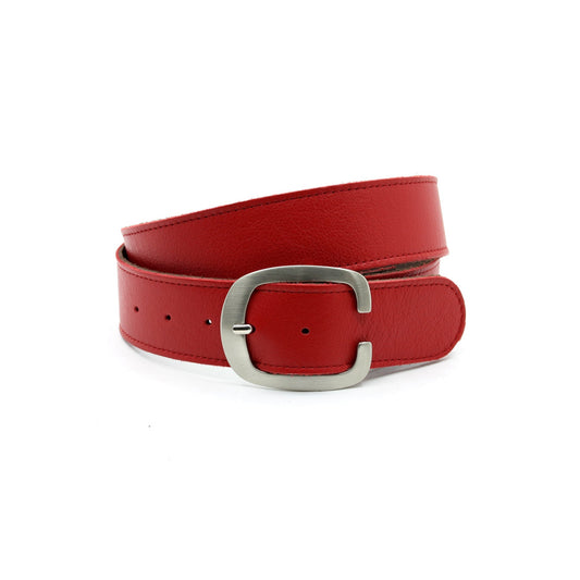 dames brede riem rood leer 4.5 cm
