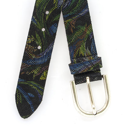 Dames riem zwart met kleurmotieven